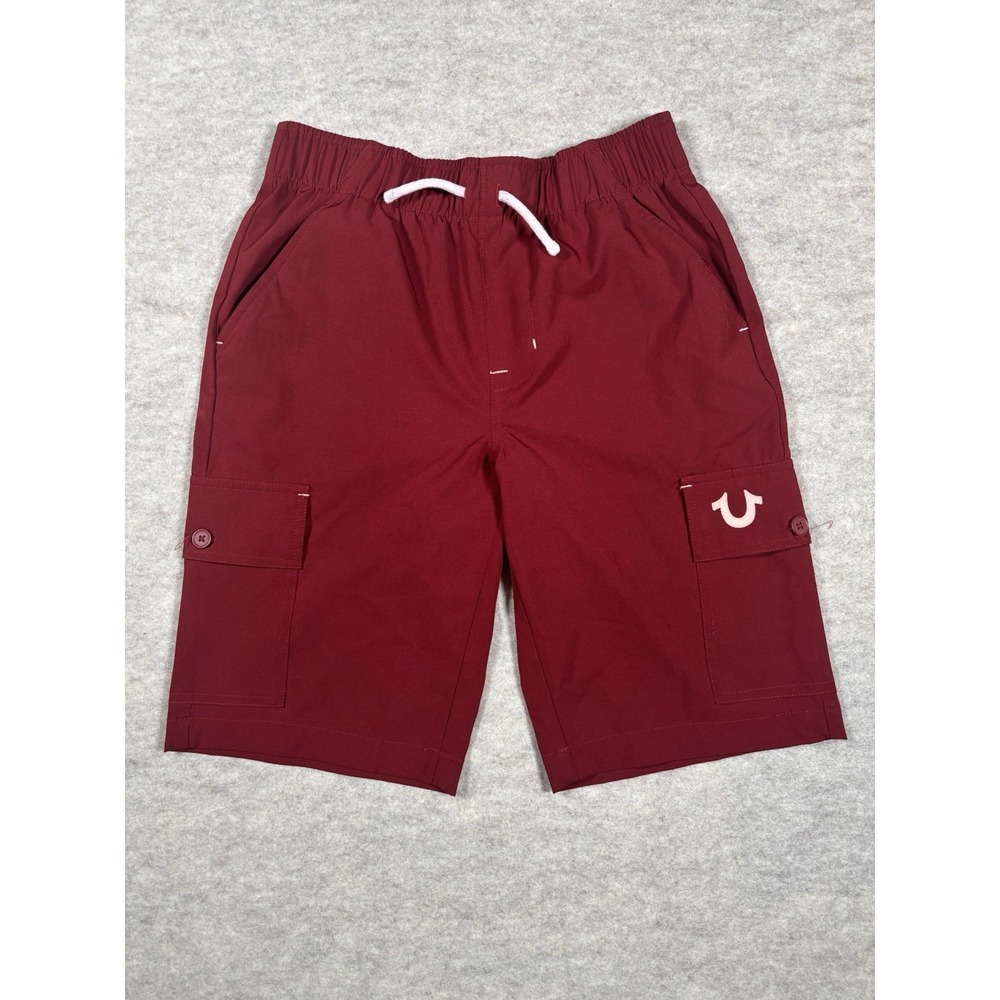 True Religion Boys Size Large L Red Cargo Swim Trunks Board Shorts Horseshoe